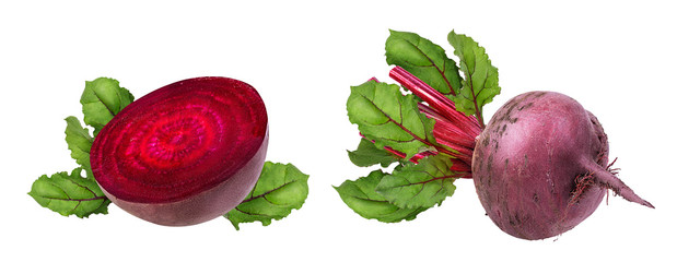 Beetroot with leaves isolated