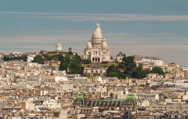 Fototapeta na wymiar Cityscape of Paris with the Sacre Coeur basilica, Paris, France.