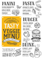 Vegan menu restaurant, food template.