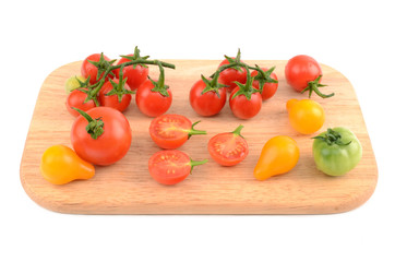 juicy tomatoes on white background