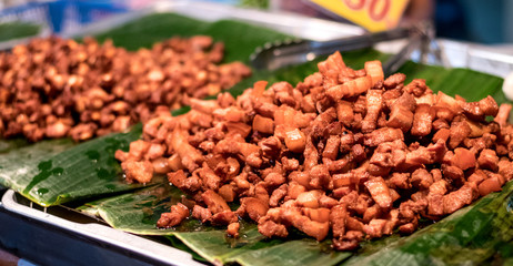 street food Thaialnd - deep fried pork heap