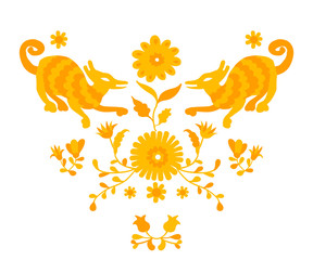Vector folk Mexican Otomi Style embroidery Pattern