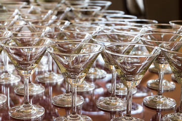 Empty glasses set in restaurant