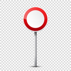 Road red signs collection isolated on transparent background. Road traffic control.Lane usage.Stop and yield. Regulatory signs. Curves and turns.