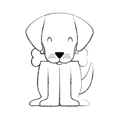 cute dog mascot with bone vector illustration design