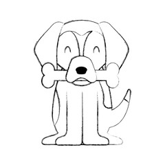 cute dog mascot with bone vector illustration design