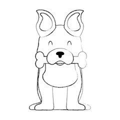 cute dog mascot with bone vector illustration design