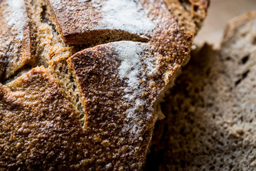 irish soda bread slices on wooden surface.