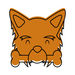 cute dog mascot with bone vector illustration design