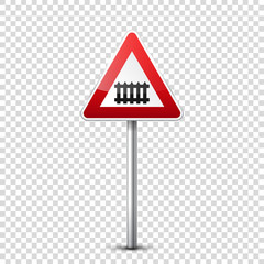 Obraz premium Road red signs collection isolated on transparent background. Road traffic control.Lane usage.Stop and yield. Regulatory signs. Curves and turns.