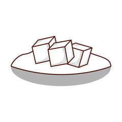 dish with sugar cubes vector illustration design