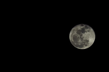 Super Moon with black background (Space for text on the left)