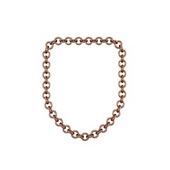 Copper chain. Isolated on white background. Shield frame.