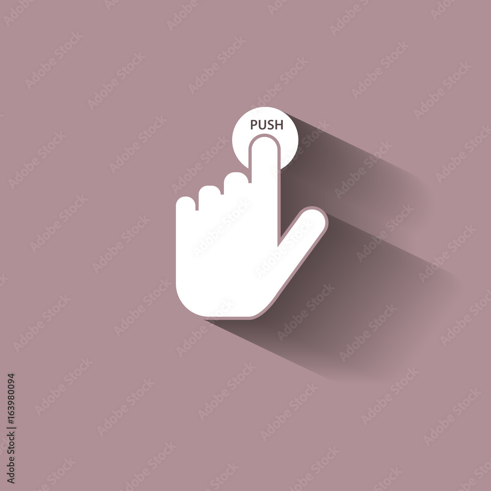 Aufkleber the hand clicks on the button. cursor icon with shadow design