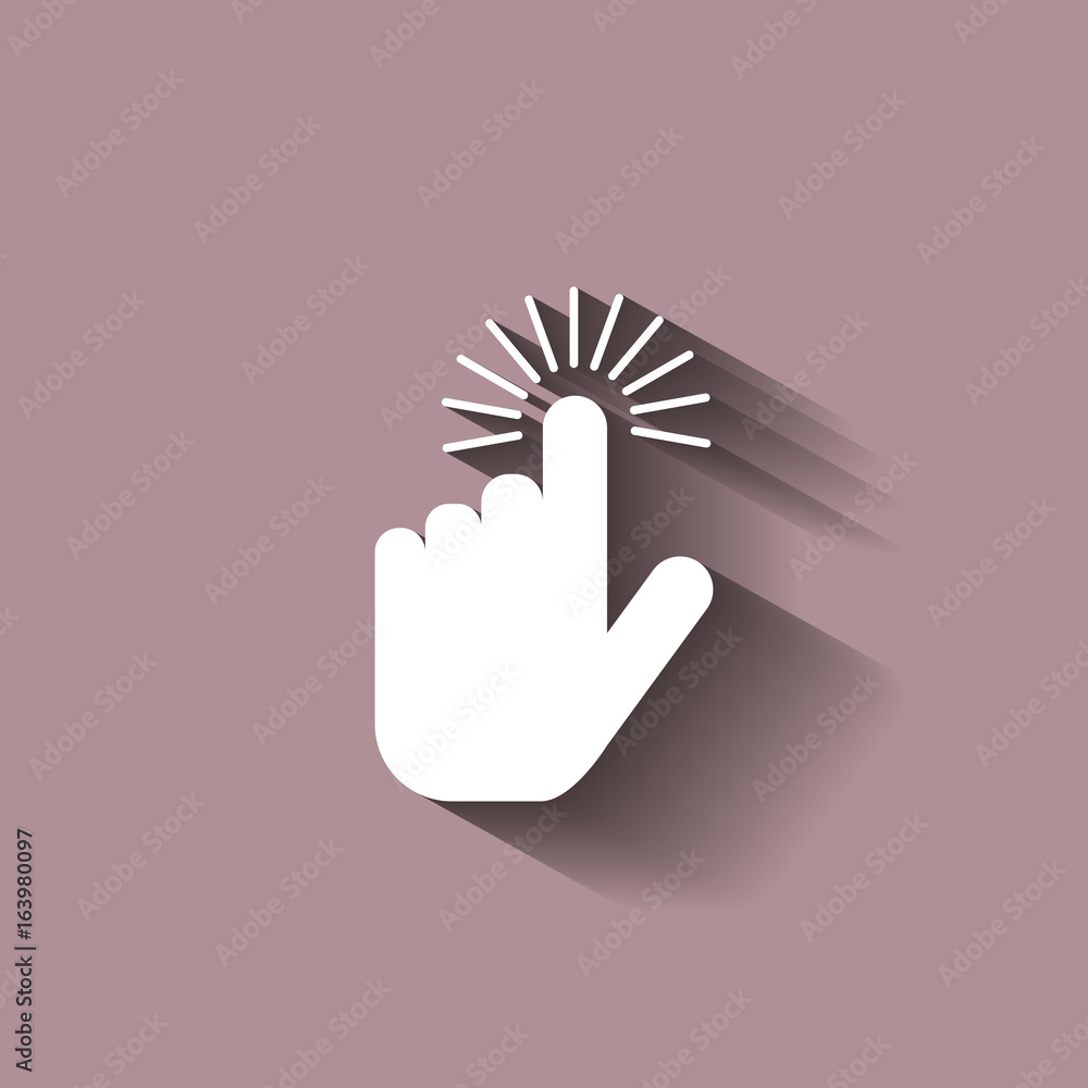 Aufkleber the hand clicks on the button. cursor icon with shadow design