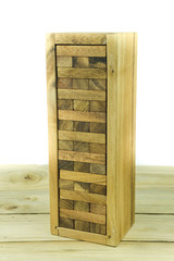 blocks wood game (jenga) isolated on white background.