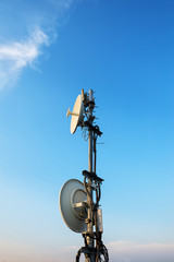 A satellite dish installed on the roof to connect the TV to allow viewing items.