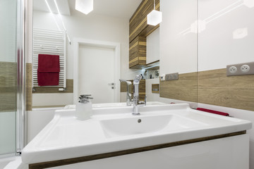 White sink in modern bathroom