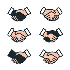 Handshake Friendship Partnership Minimalistic Color Flat Line Outline Stroke Icon Pictogram Symbol Set Collection