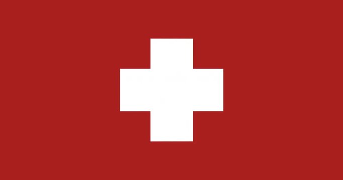 animation - 3d rotation loopable white cross isolated on red background. Footage with alpha matte.