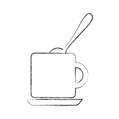 coffee cup with sugar spoon vector illustration design