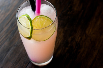 Greyhound Cocktail with lime (made with grapefruit).