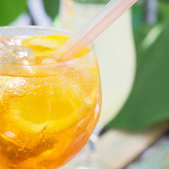 Orange spritz cocktail,  selective focus