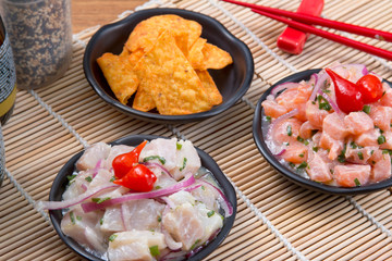 ceviche Tuna and salmon