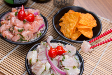 ceviche Tuna and salmon