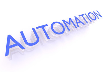 Automation, word in blue letters on white background, 3d rendering