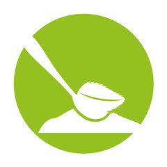 spoon with tea leaf product icon vector illustration design