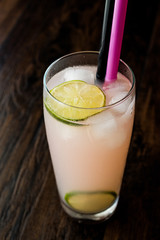 Greyhound Cocktail with lime (made with grapefruit).
