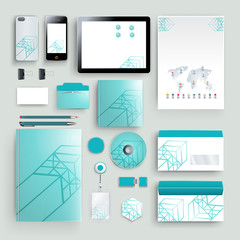 Corporate identity template with color elements. Vector company business style for brandbook, report and guideline. Stationery template with abstract pattern theme illustration.