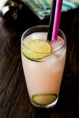 Greyhound Cocktail with lime (made with grapefruit).
