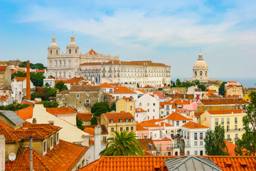 Fototapeta na wymiar View of Churches in Old Quarter of Lisbon, Portugal