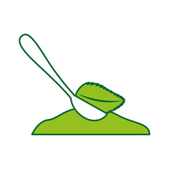 spoon with tea leaf product icon vector illustration design