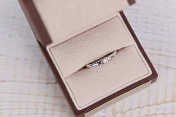 Diamond ring in psesent Box . Engagement, Love, Wedding, Marriage concept.