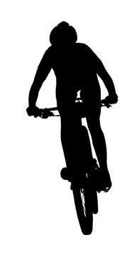 Front profile silhouette of female mountain bike racer