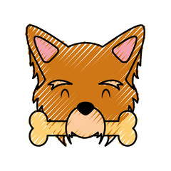 cute dog mascot with bone vector illustration design