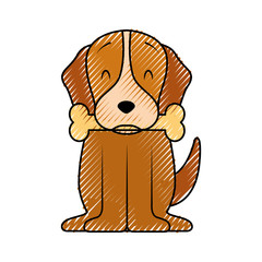 cute dog mascot with bone vector illustration design