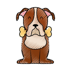cute dog mascot with bone vector illustration design