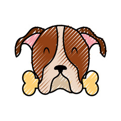 cute dog mascot with bone vector illustration design
