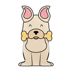 cute dog mascot with bone vector illustration design