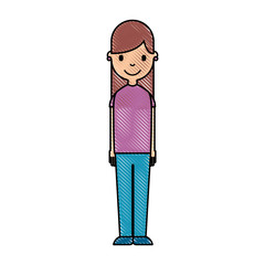cute young girl avatar character vector illustration design