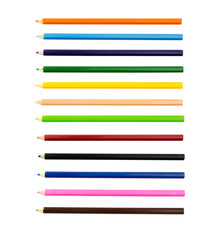 Color pencils isolated on white background close up with Clipping path.Beautiful color pencils.Color pencils for drawing.