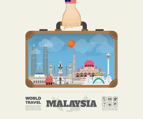 Hand carrying malaysia Landmark Global Travel And Journey Infographic Bag. Vector Design Template.vector/illustration.