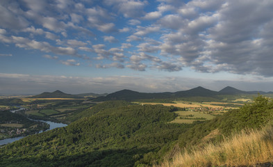 Sunrise on Skalky view over Labe river