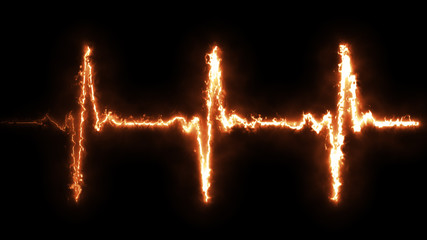 Fire Heart beat pulse in fire illustration