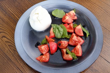 Salad with mozzarella and tomatoes delicious dinner