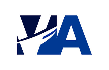 VA Negative Space Square Swoosh Letter Logo